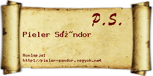Pieler Sándor névjegykártya
